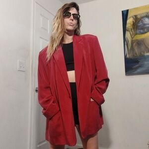 Vintage 90's silk NWT red Charter Club blazer